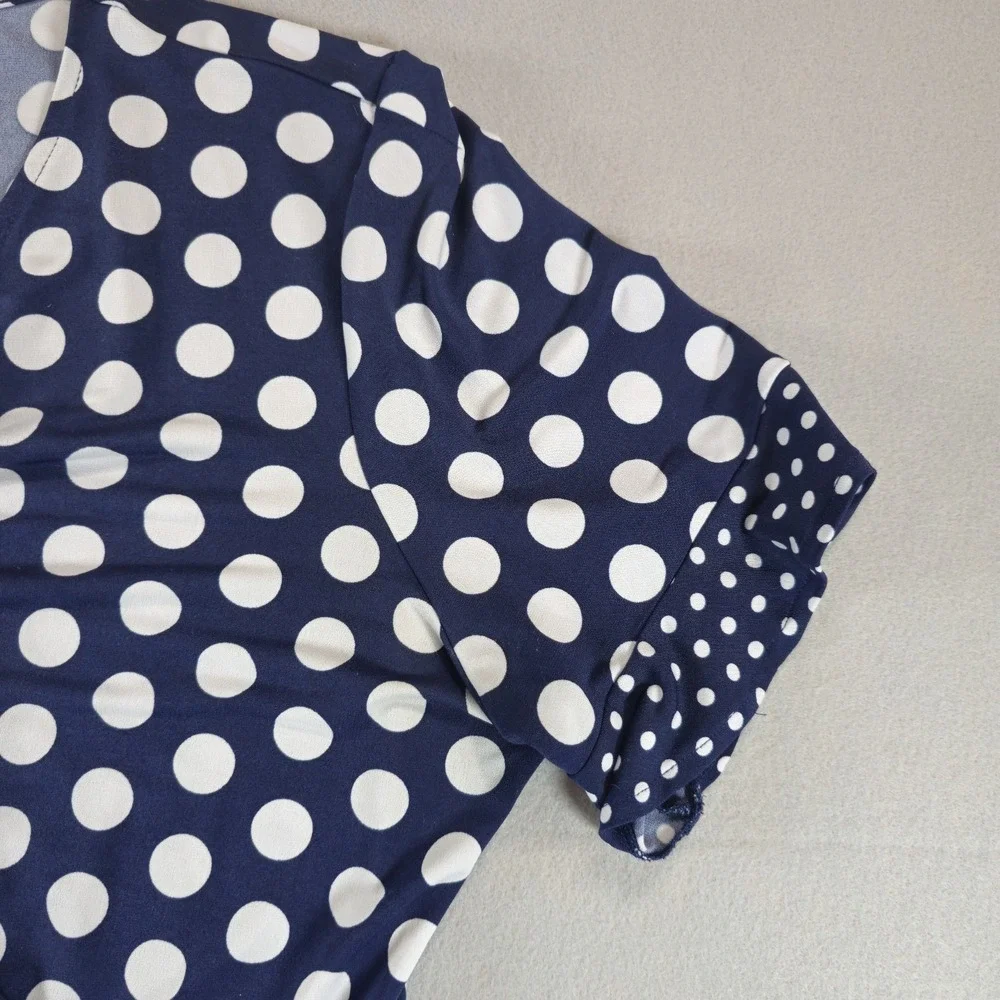 MICHAEL‎ Michael Kors Dress Womens XXL  2XL Navy Polka Dot Faux Wrap Ruffle